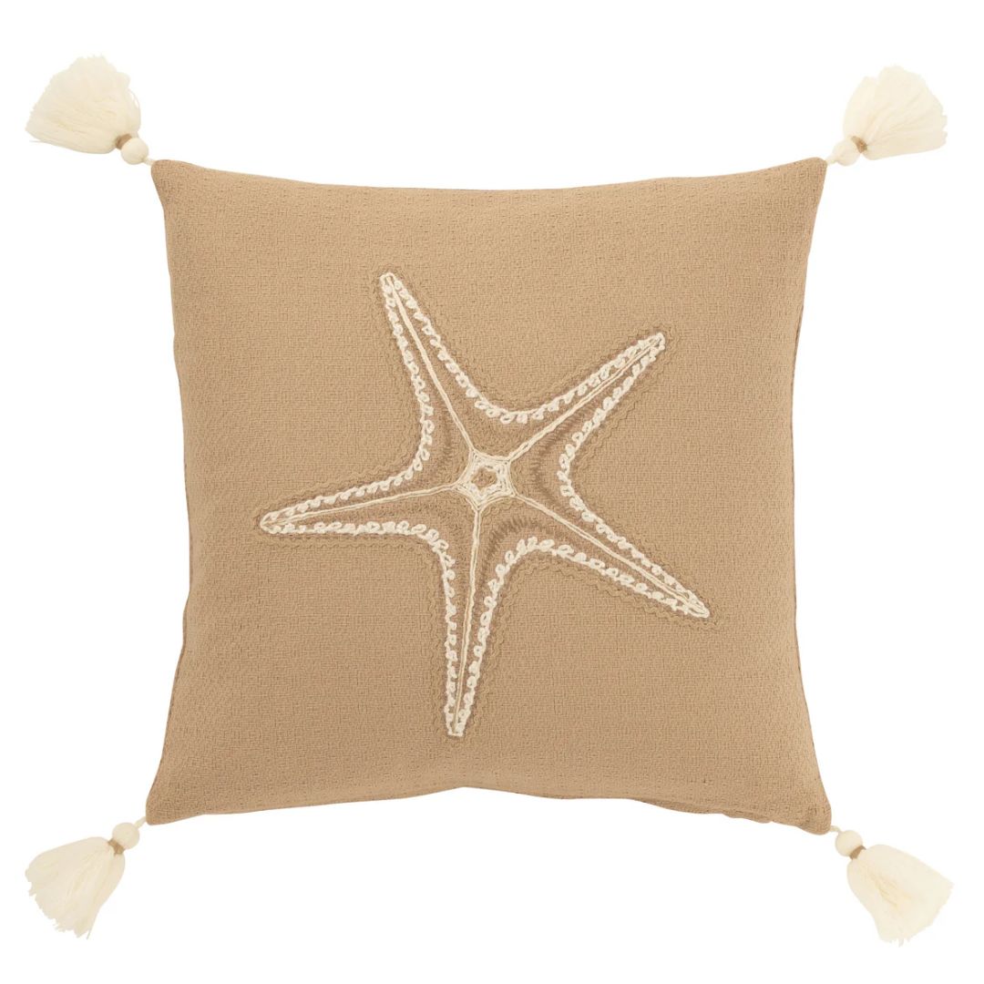 Kussen Zeester+Kwastjes Katoen Beige/Crème