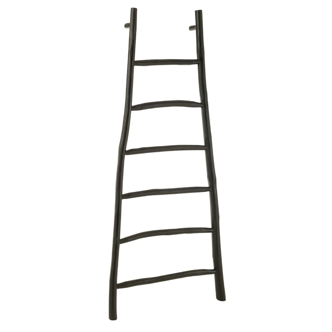 Ladder 6 Treden Teakhout Zwart