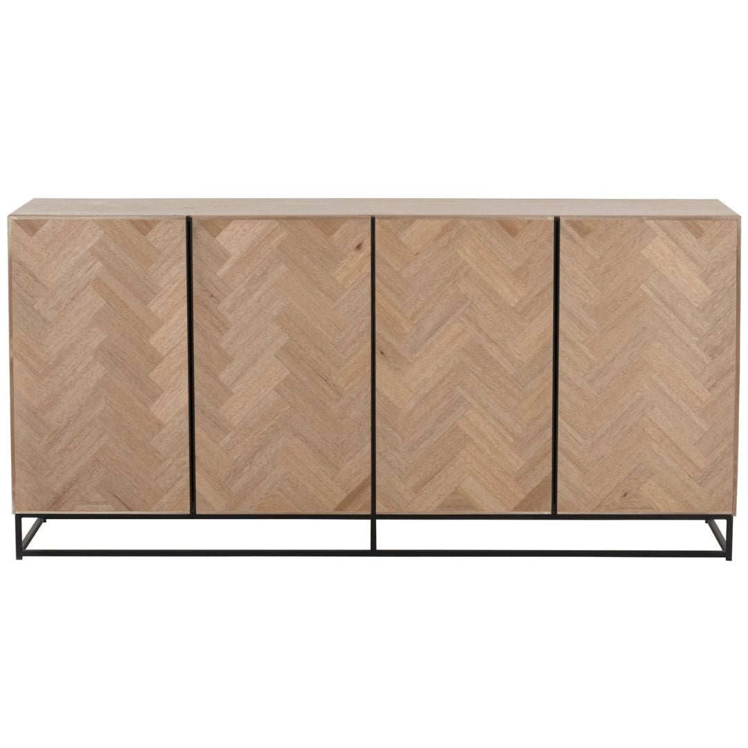 Ladekast 4 Deuren Zigzag Hout/Metaal Natuurlijk/Zwart