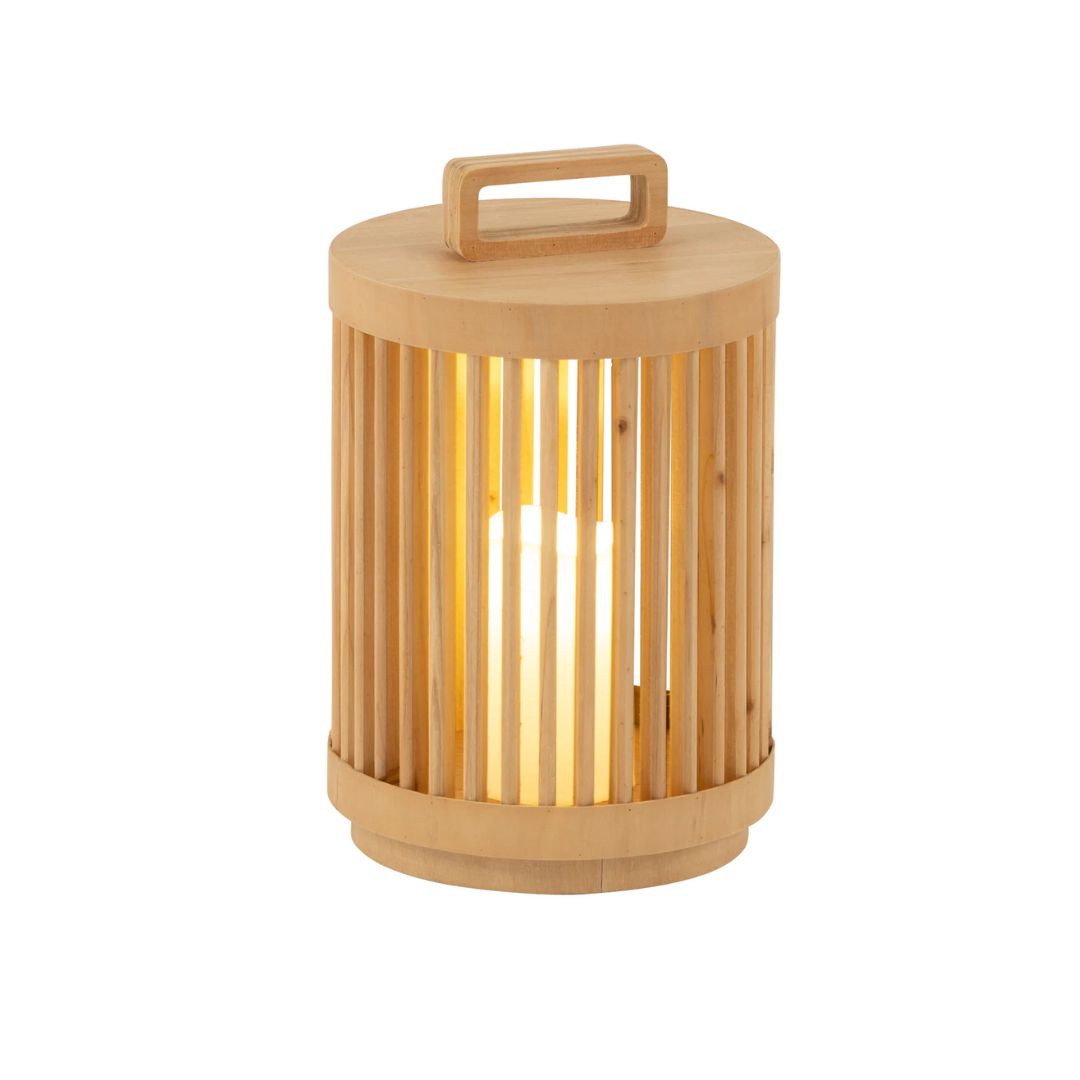 Lamp Cilinder Sparrenhout/Led Natuurlijk Klein
