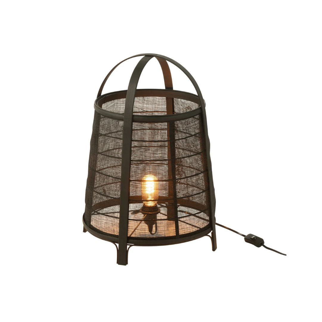 Lamp Rya Katoen/Bamboe Zwart Groot