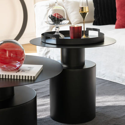 Bijzettafel rond metaal zwart