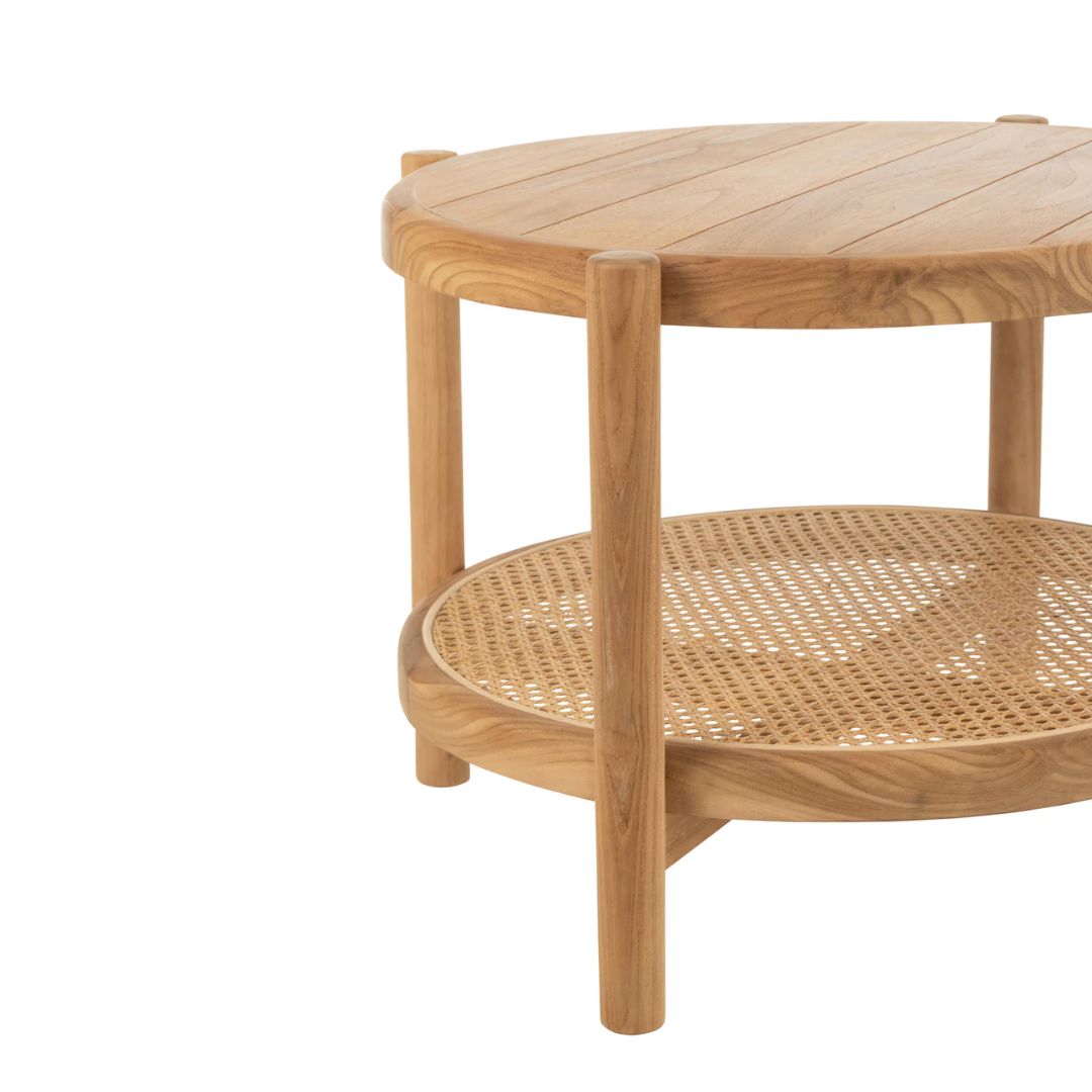 Bijzettafel rond teak natuurlijk