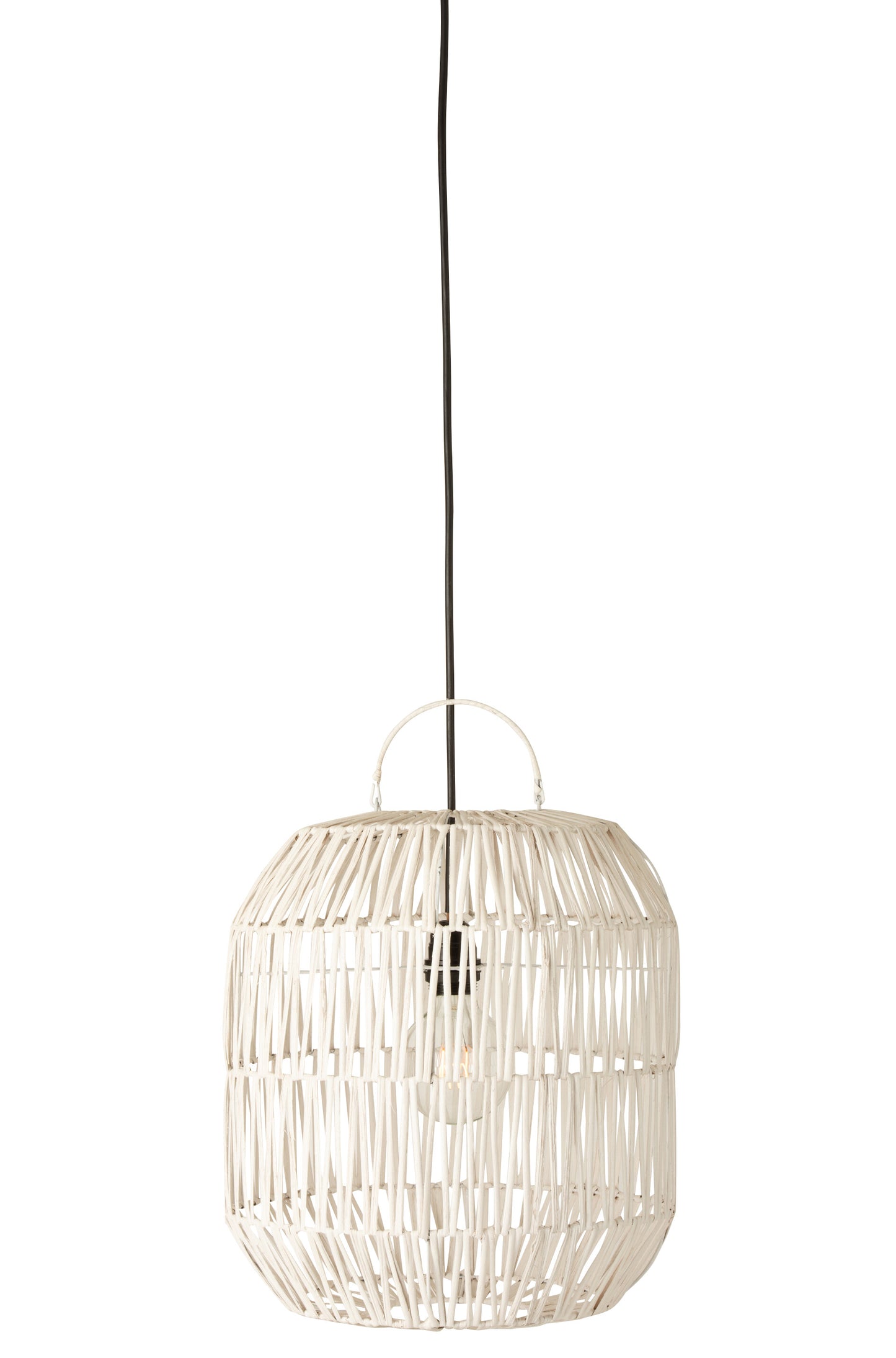 Lampenkap cilinder rotan wit