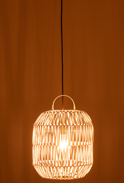 Lampenkap cilinder rotan wit
