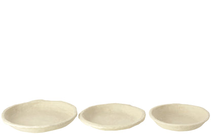 Set van 3 schalen Papier Mache Wit