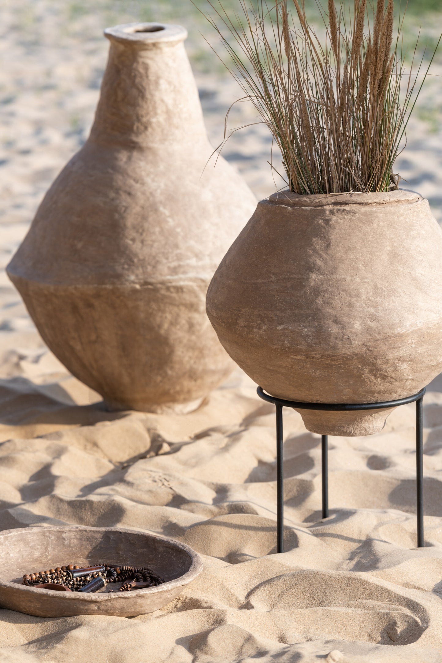 Pot Op Voet Chad Papier Mache Bruin
