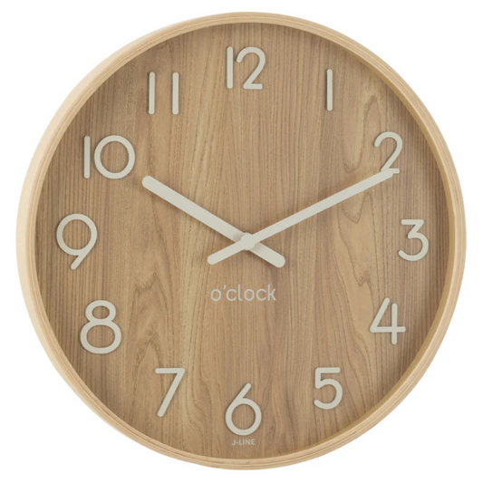 Wandklok Berkenmultiplex/MDF Naturel Groot