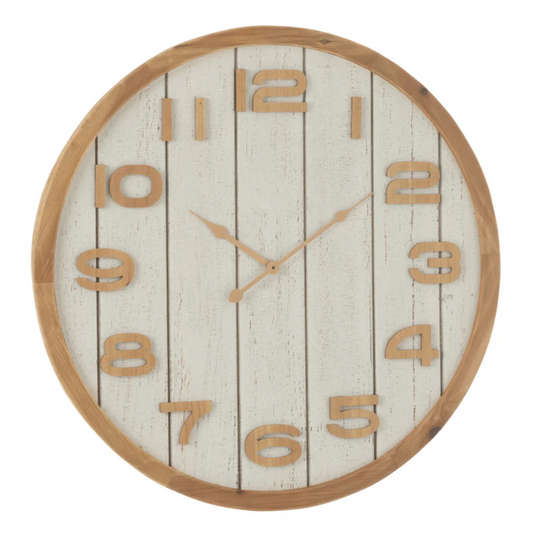Wandklok Hout/MDF Wit/Natuurlijk Groot
