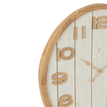 Wandklok Hout/Mdf Wit/Natuurlijk Klein