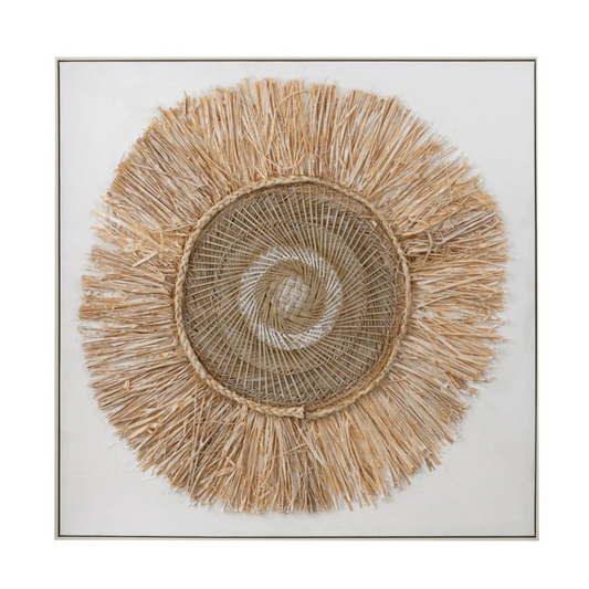 Wanddecoratie Ibiza Cirkel Canvas/Schilderij Crème/Wit Groot