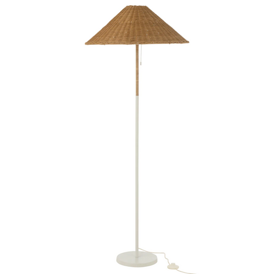 Vloerlamp Metaal/Riet Wit/Naturel