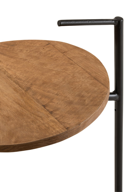 Sidetable Bistro Ronde Mango Hout/IJzer Natuurlijk/Zwart