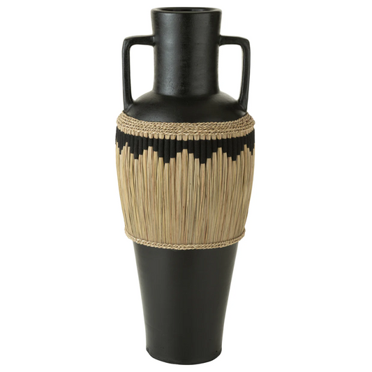 Vaas + Handvatten Terracotta/Zeegras Zwart/Natuurlijk