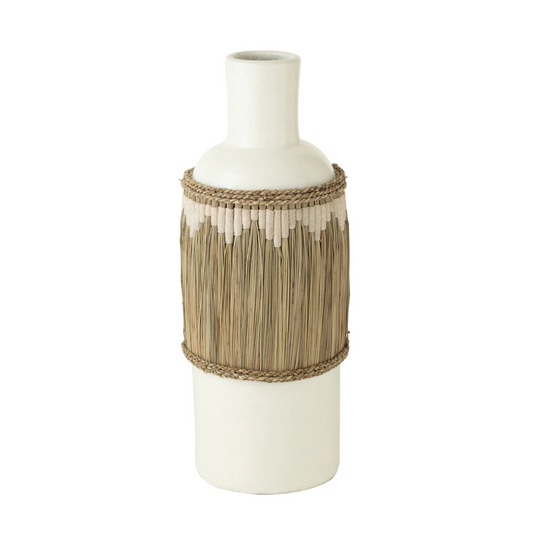 Vaas Keramiek/Zeegras Wit/Naturel
