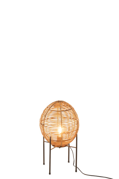 Tafellamp op frame metaal/rotan naturel