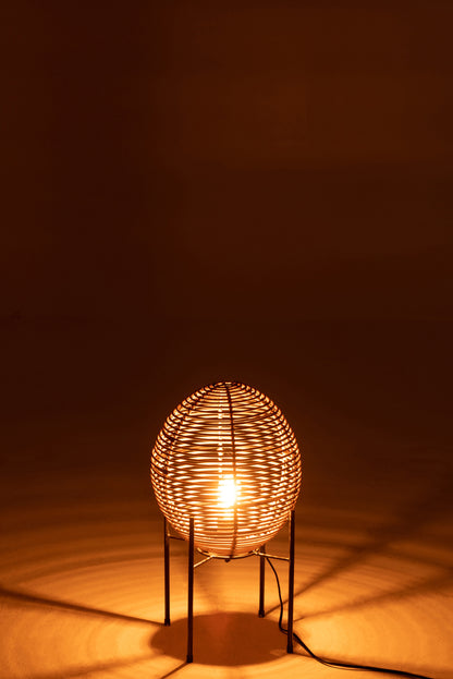 Tafellamp op frame metaal/rotan naturel