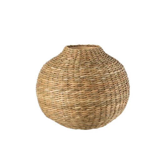 Vaas Kort Decoratief Zeegras/Bamboe Natuurlijk Breed
