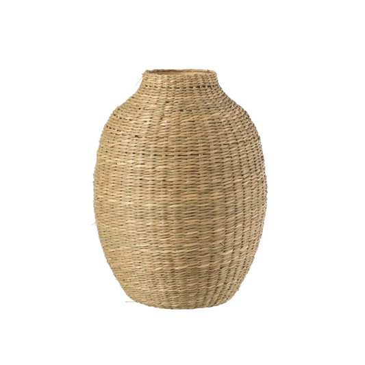 Vaas Lang Decoratief Zeegras/Bamboe Natuurlijk Smal