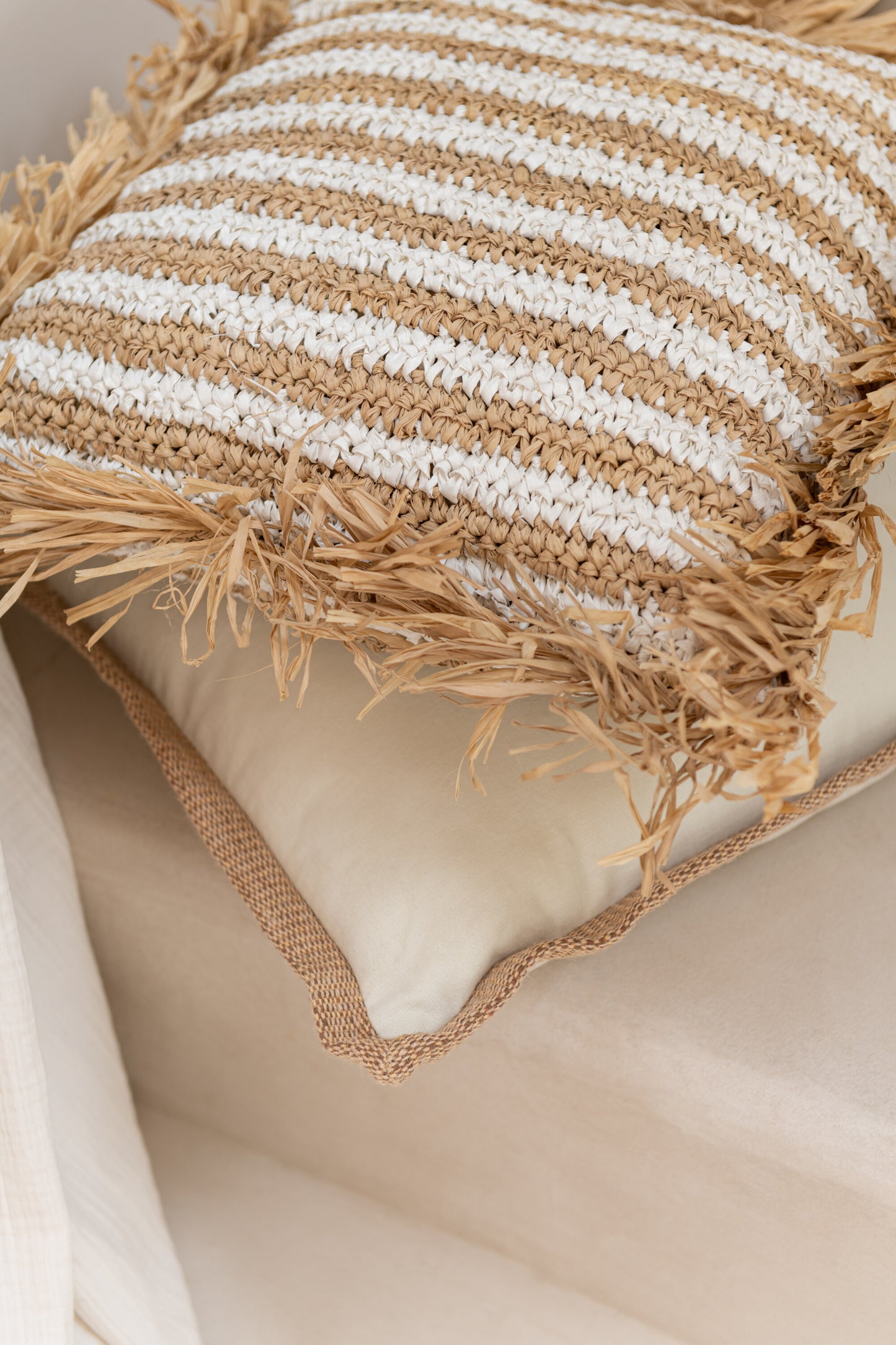 Kussenrand Geweven Vierkant Polyester Beige