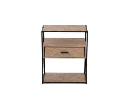 Kast Zigzag 1 lade Hout/Metaal Natuurlijk/Zwart