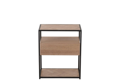 Kast Zigzag 1 lade Hout/Metaal Natuurlijk/Zwart