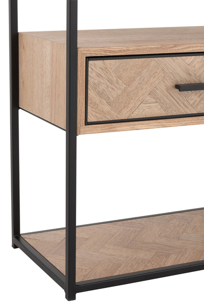 Kast Zigzag 1 lade Hout/Metaal Natuurlijk/Zwart