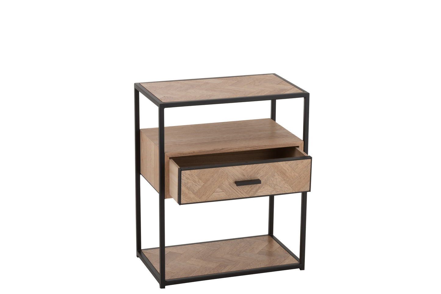 Kast Zigzag 1 lade Hout/Metaal Natuurlijk/Zwart