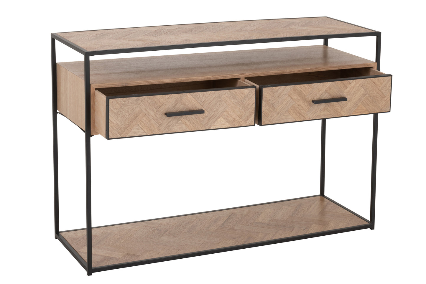 Console Zigzag 2 Laden Hout/Metaal Natuur/Zwart