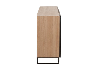 Ladekast 4 Deuren Zigzag Hout/Metaal Natuurlijk/Zwart
