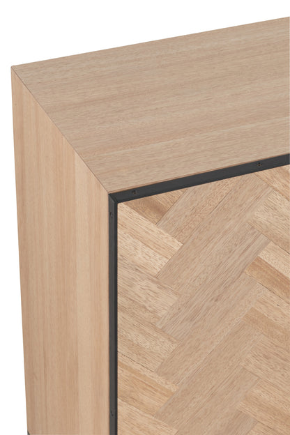 Ladekast 4 Deuren Zigzag Hout/Metaal Natuurlijk/Zwart