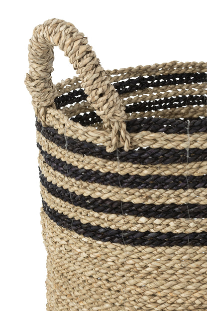 Set van 3 manden Aline Raffia Zwart/Natuurlijk