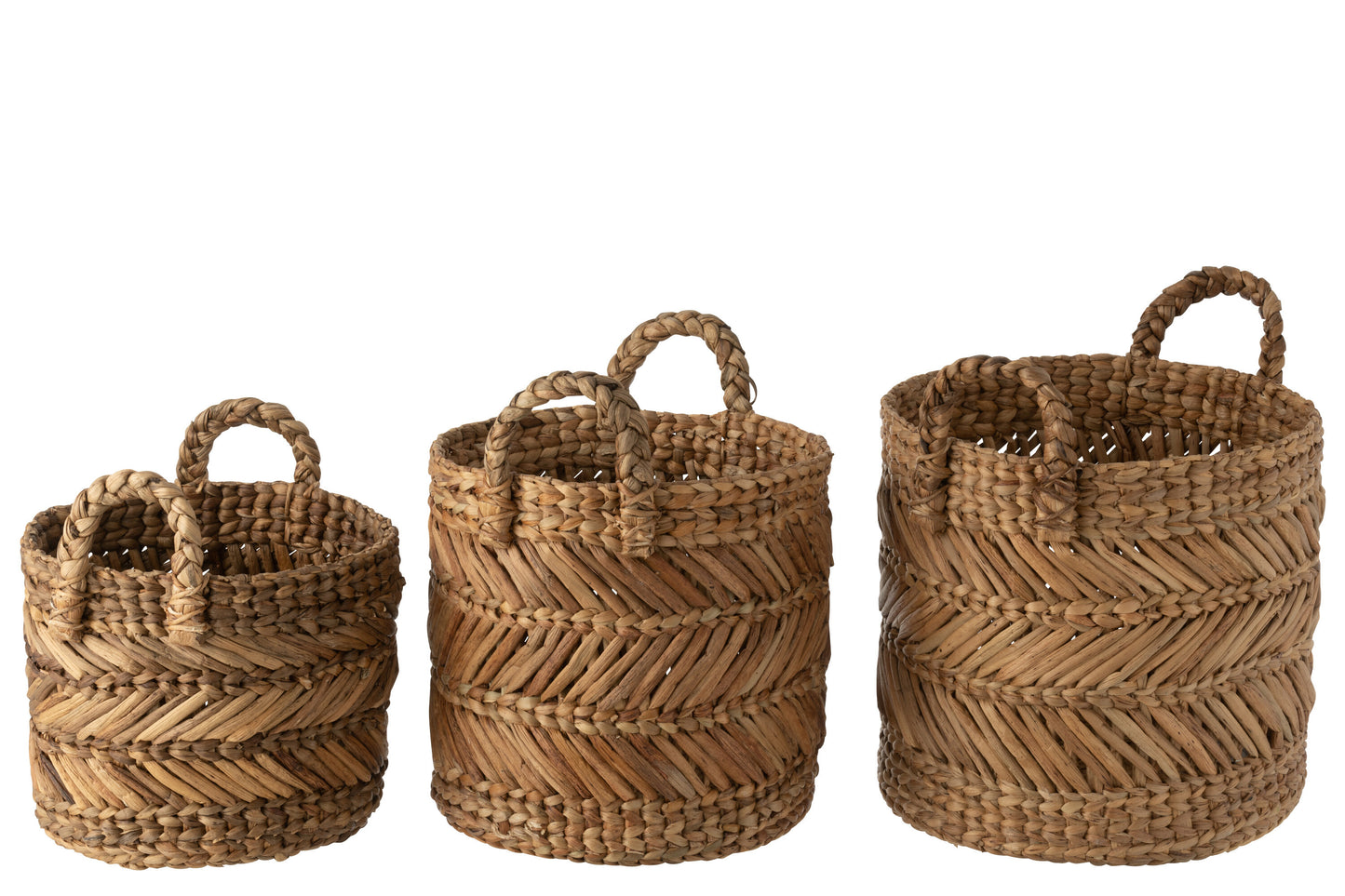 Set van 3 manden gevlochten van raffia natuurlijk