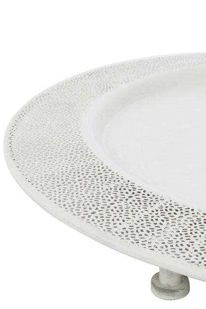 Plaat Antiek Metaal/Glas Wit