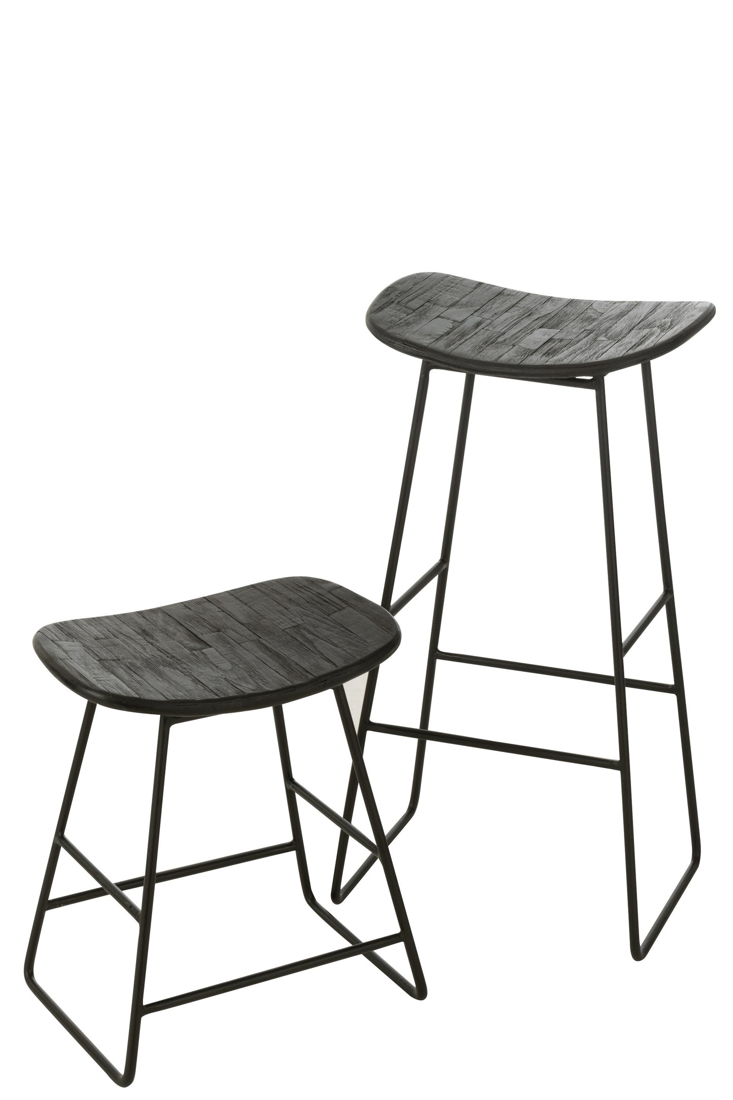 Barkruk Rechthoekig Recycle Teak Zwart Groot