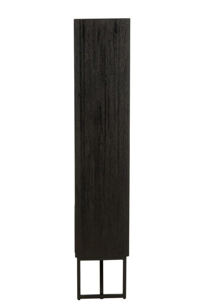 Kast met laden van gerecycled teakhout in het zwart.