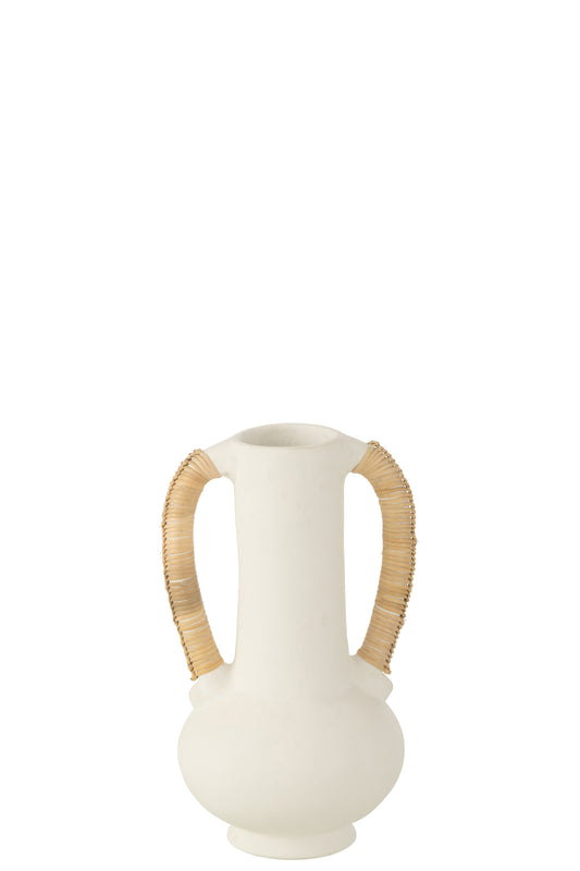 Vaas Amfora Leo Terracotta Wit/Naturel