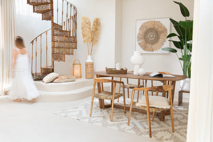 Kunst Ibiza Cirkel Canvas/Schilderij Crème/Wit Groot