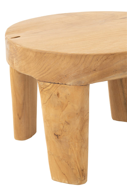Set van 2 ronde tafels van teakhout natuurlijk
