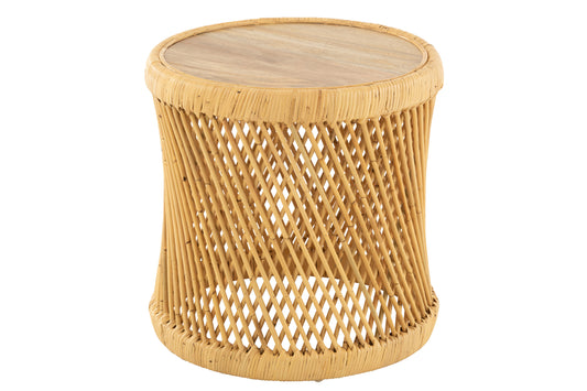 Bijzettafel Cilindervormig Rotan Naturel