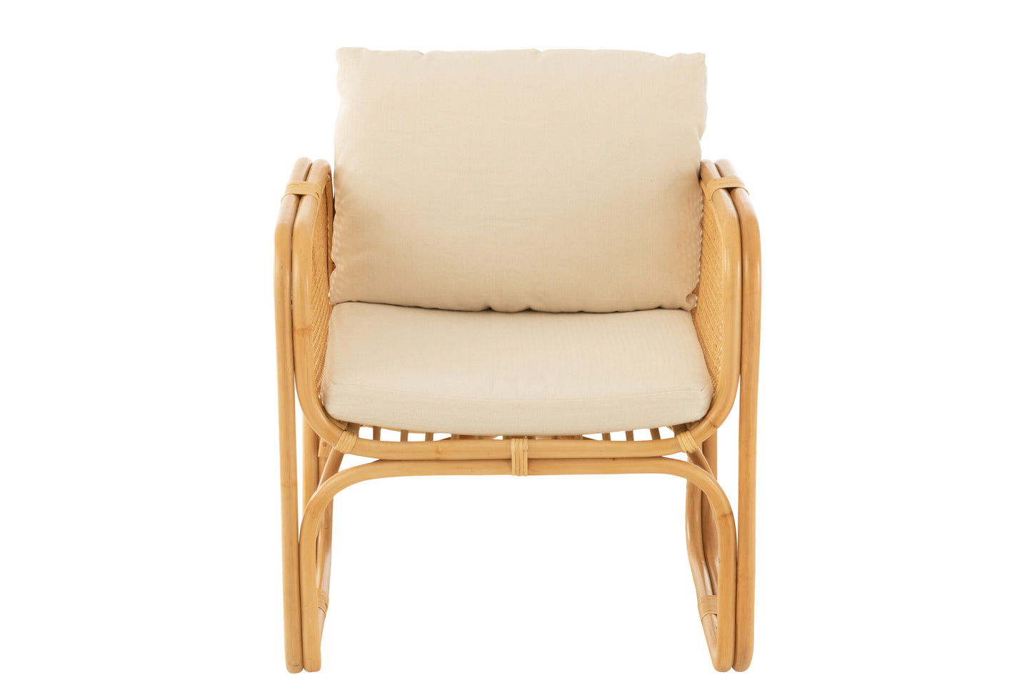 Fauteuil + Kussen Rotan/Textiel Naturel/Wit