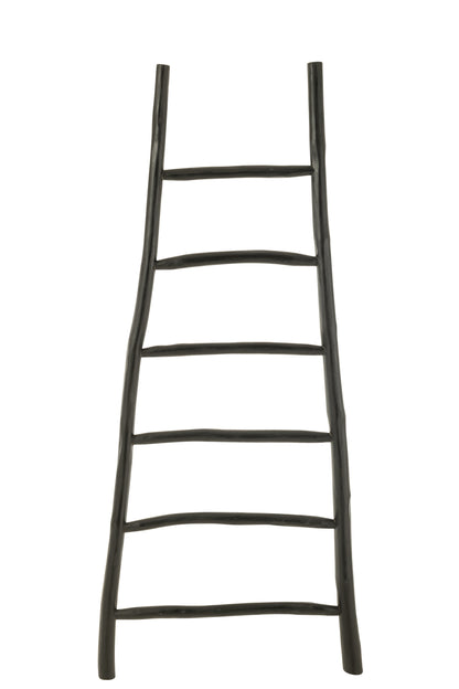 Ladder 6 Treden Teakhout Zwart