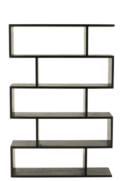 Boekenplank Verticale Latten Mangohout Mat Zwart