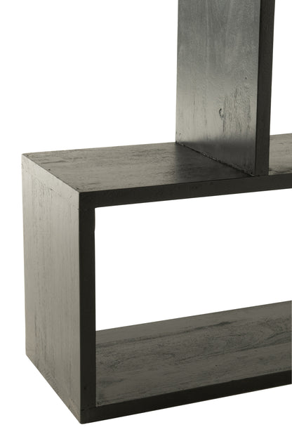 Boekenplank Verticale Latten Mangohout Mat Zwart