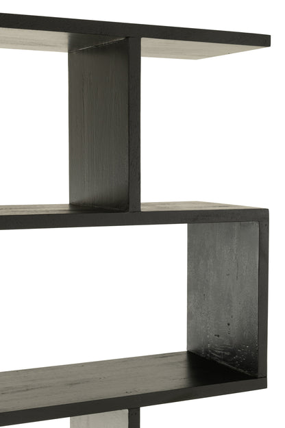 Boekenplank Verticale Latten Mangohout Mat Zwart