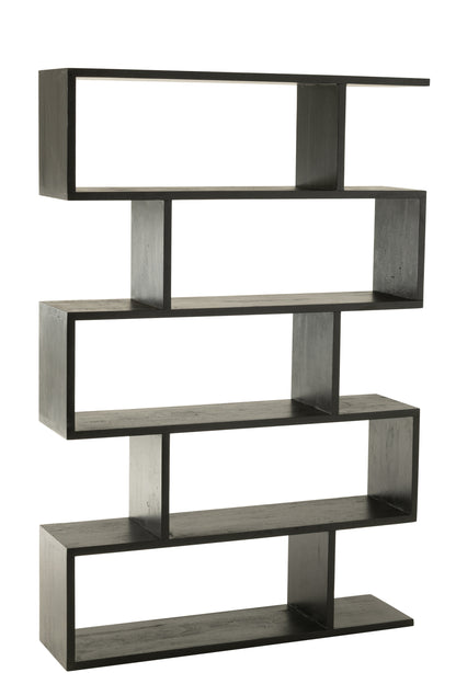 Boekenplank Verticale Latten Mangohout Mat Zwart