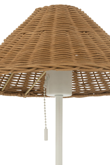 Tafellamp Metaal/Riet Wit/Naturel