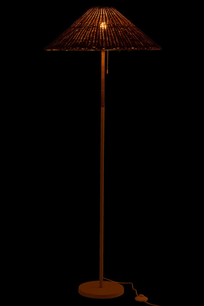 Vloerlamp Metaal/Riet Wit/Naturel