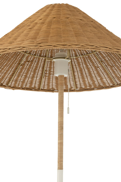 Vloerlamp Metaal/Riet Wit/Naturel