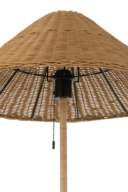 Vloerlamp Metaal/Riet Zwart/Naturel